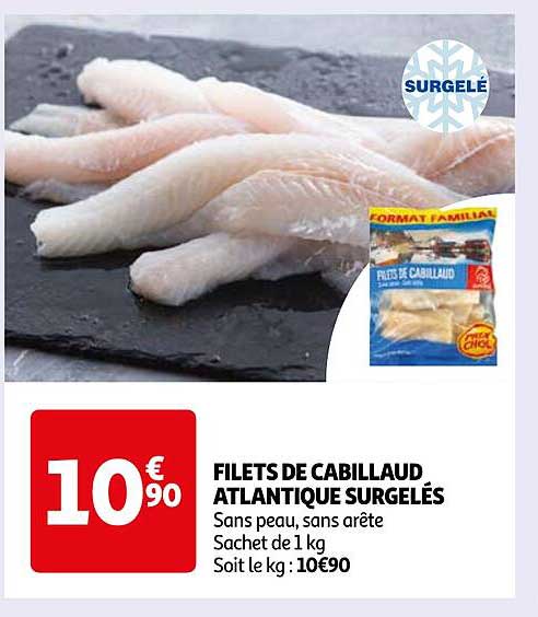 FILETS DE CABILLAUD ATLANTIQUE SURGELÉS