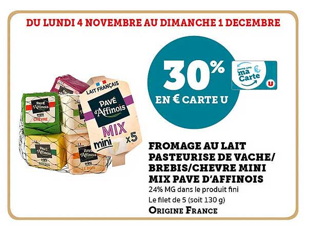 FROMAGE AU LAIT PASTEURISE DE VACHE/BREBIS/CHÈVRE MINI MIX PAVE D'AFFINOIS