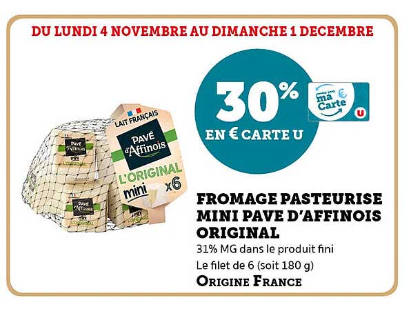 FROMAGE PASTEURISE MINI PAVE D'AFINNOIS ORIGINAL