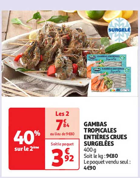 GAMBAS TROPICALES ENTIÈRES CRUES SURGELÉES