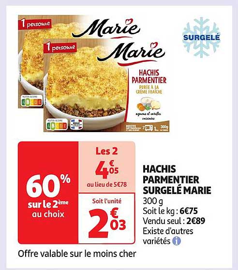 HACHIS PARMENTIER SURGELÉ MARIE