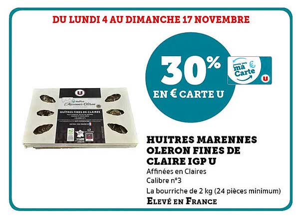 HUITRES MARENNES OLERON FINES DE CLAIRE IGP U