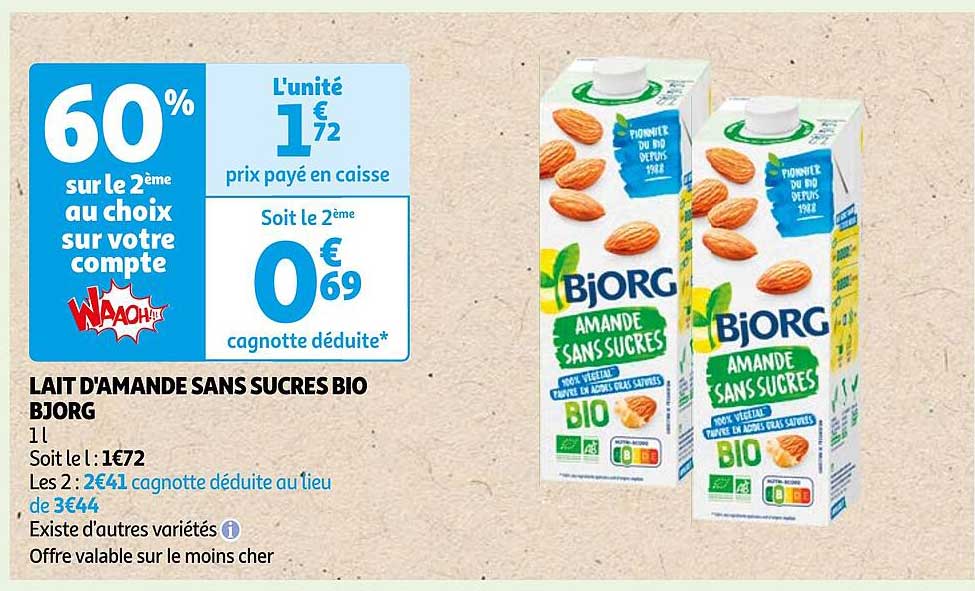 LAIT D'AMANDE SANS SUCRES BIO BJORG