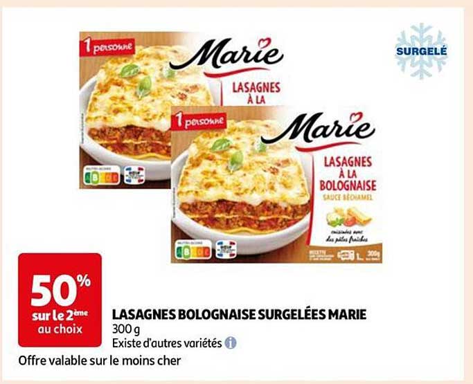 LASAGNES BOLOGNAISE SURGELÉES MARIE