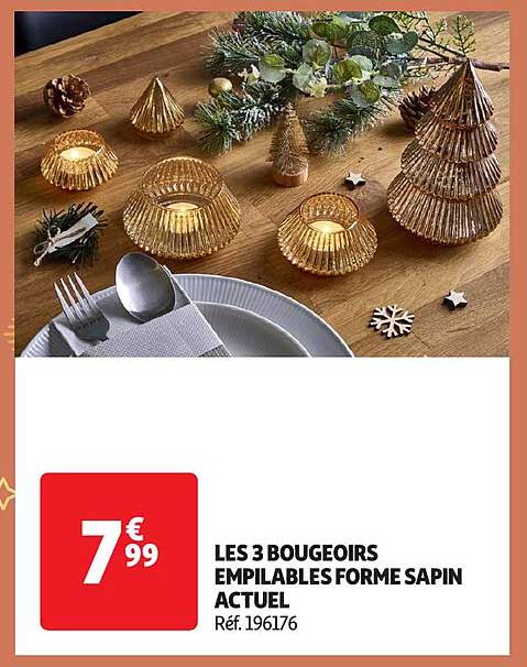 LES 3 BOUGEOIRS EMPILABLES FORME SAPIN ACTUEL