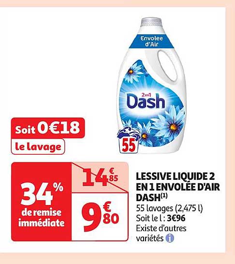 LESSIVE LIQUIDE 2 EN 1 ENVOLEE D'AIR DASH