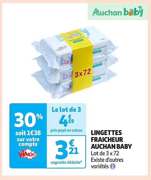 LINGETTES FRAICHEUR AUCHAN BABY