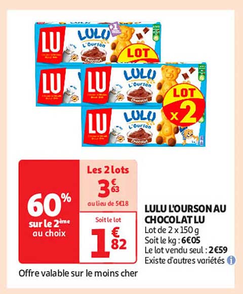 LULU L'OURSON AU CHOCOLAT LU