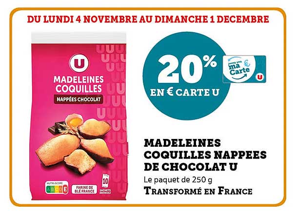 MADELEINES COQUILLES NAPPÉES DE CHOCOLAT U