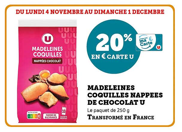 MADELEINES COQUILLES NAPPÉES DE CHOCOLAT U