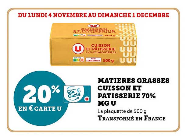 MATIERES GRASSES CUISSON ET PATISSERIE 70% MG U