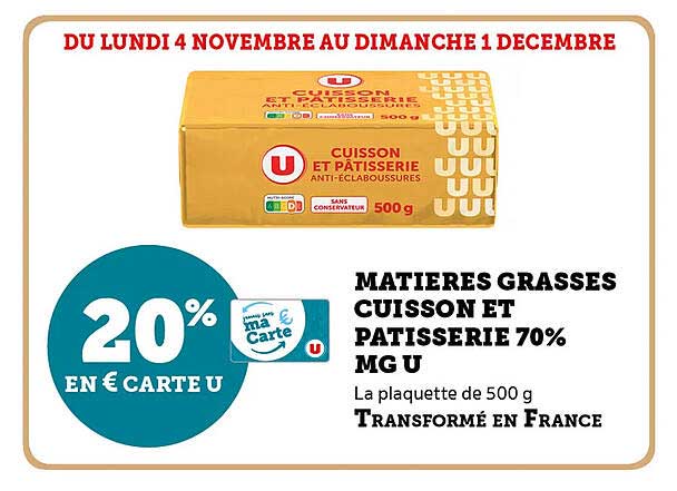 MATIERES GRASSES CUISSON ET PATISSERIE 70% MG U