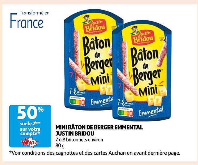 MINI BÂTON DE BERGER EMMENTAL JUSTIN BRIDOU