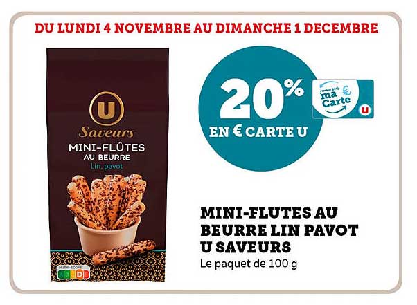 MINI-FLUTES AU BEURRE LIN PAVOT U SAVEURS