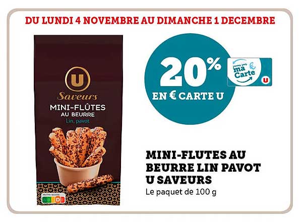 MINI-FLÛTES AU BEURRE LIN PAVOT U SAVEURS