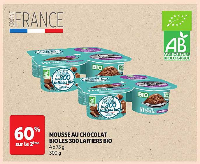 MOUSSE AU CHOCOLAT BIO LES 300 LAITIERS BIO