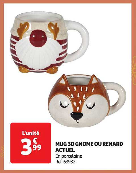 MUG 3D GNOME OU RENARD ACTUEL