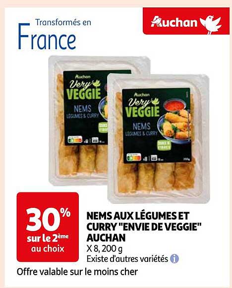 NEMS AUX LÉGUMES ET CURRY "ENVIE DE VEGGIE" AUCHAN