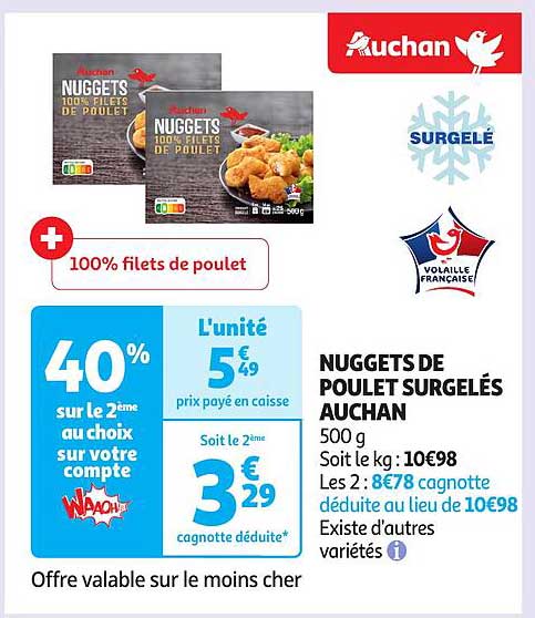 NUGGETS DE POULET SURGELÉS AUCHAN