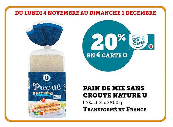 PAIN DE MIE SANS CROUTE NATURE U