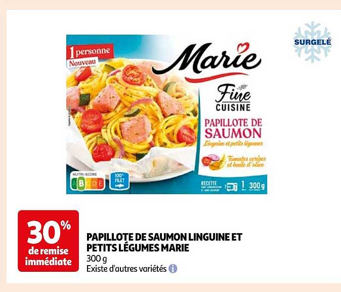 PAPILLOTE DE SAUMON LINGUINE ET PETITS LÉGUMES MARIE