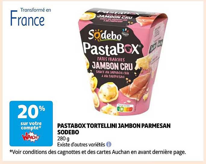 PASTABOX TORTELLINI JAMBON PARMESAN SODEBO