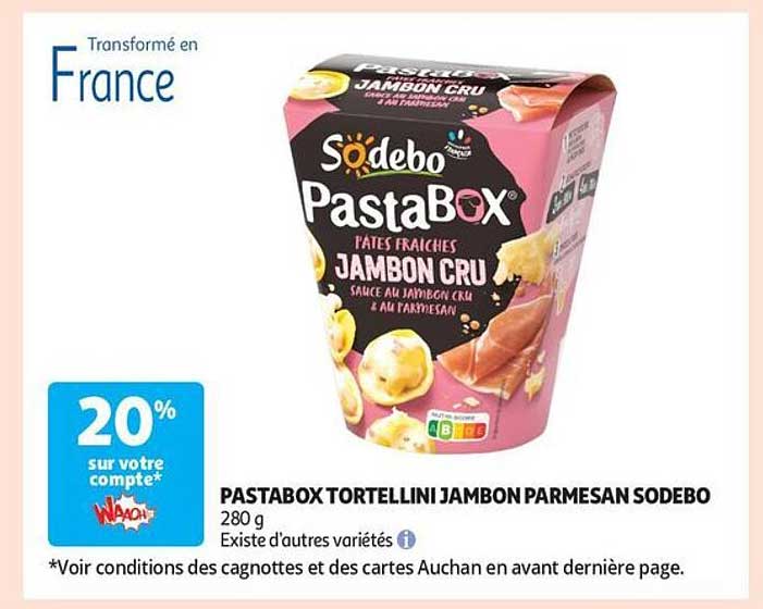 PASTABOX TORTELLINI JAMBON PARMESAN SODEBO