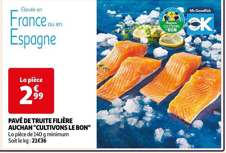 PAVÉ DE TRUITE FILIÈRE AUCHAN "CULTIVONS LE BON"