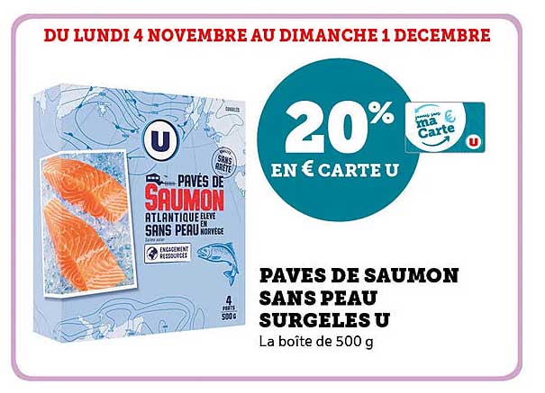 PAVÉS DE SAUMON SANS PEAU SURGELES U