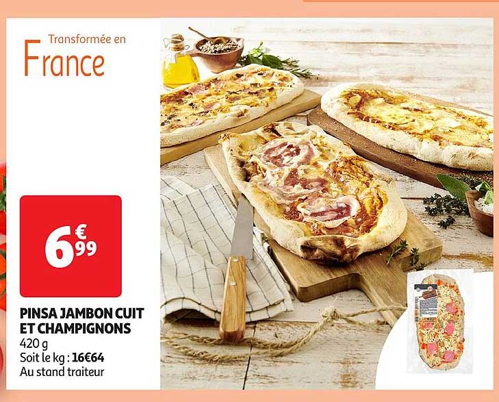 PINSA JAMBON CUIT ET CHAMPIGNONS