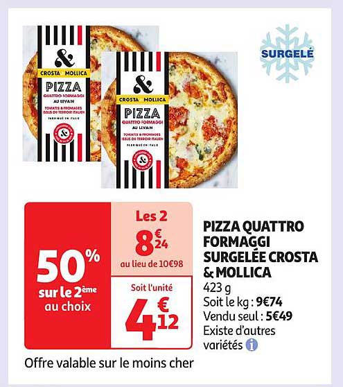 PIZZA QUATTRO FORMAGGI SURGELÉE CROSTA & MOLLICA