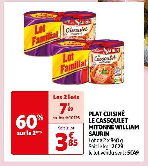 PLAT CUISINÉ LE CASSOULET MITONNÉ WILLIAM SAURIN