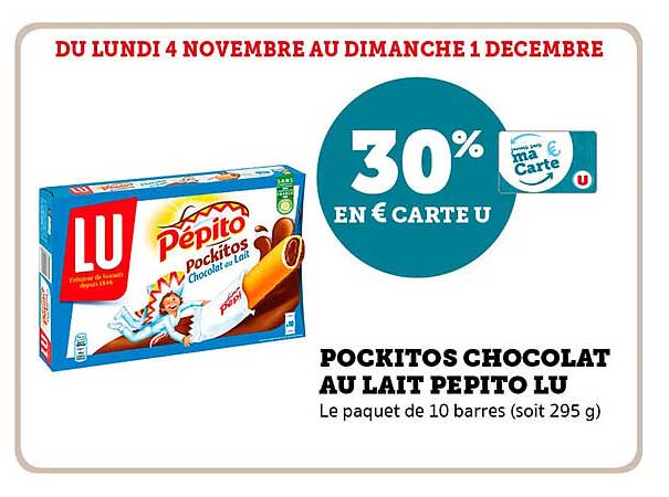 POCKITOS CHOCOLAT AU LAIT PEPITO LU