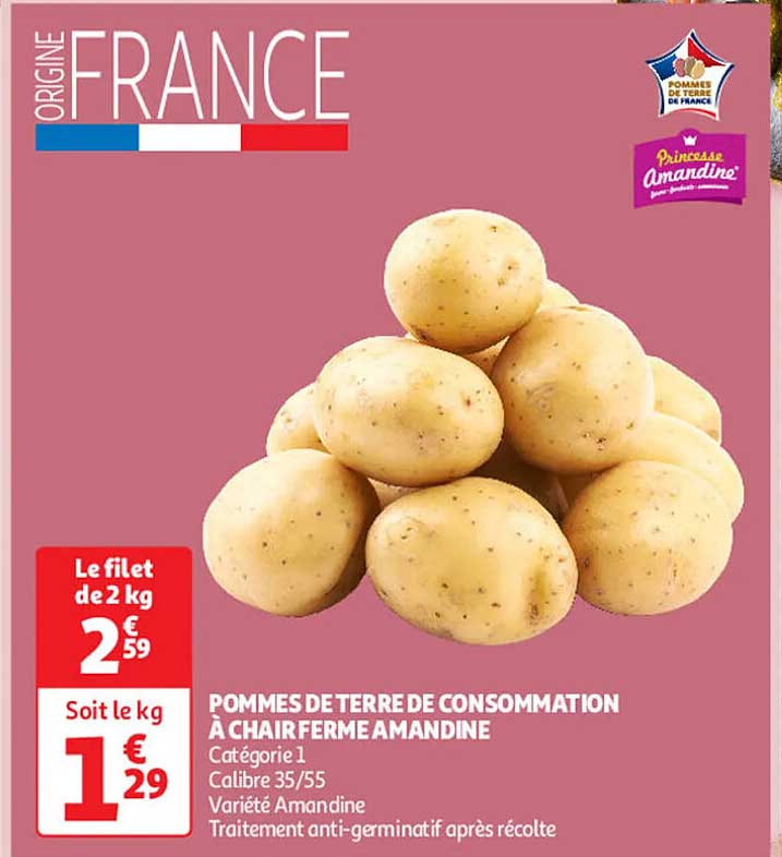 POMMES DE TERRE DE CONSOMMATION À CHAIR FERME AMANDINE