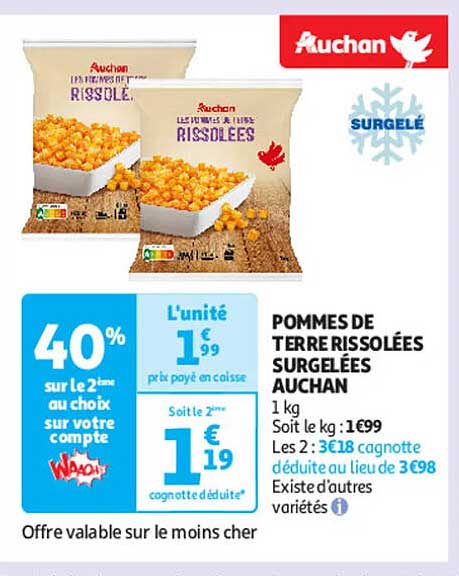 POMMES DE TERRE RISSOLÉES SURGELÉES AUCHAN