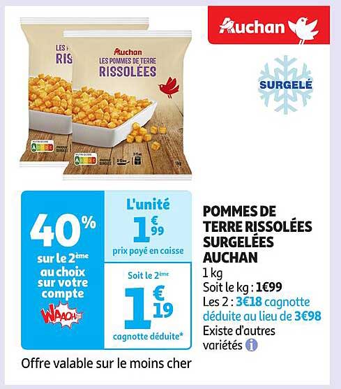 POMMES DE TERRE RISSOLÉES SURGELÉES AUCHAN