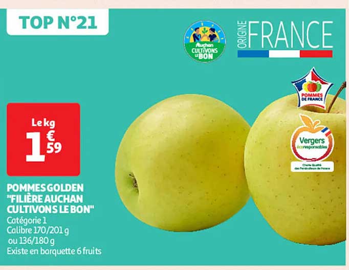 POMMES GOLDEN "FILIERA AUCHAN CULTIVONS LE BON"