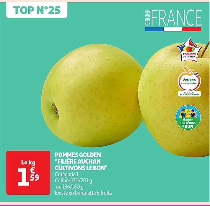 POMMES GOLDEN "FILIERES AUCHAN CULTIVONS LE BON"