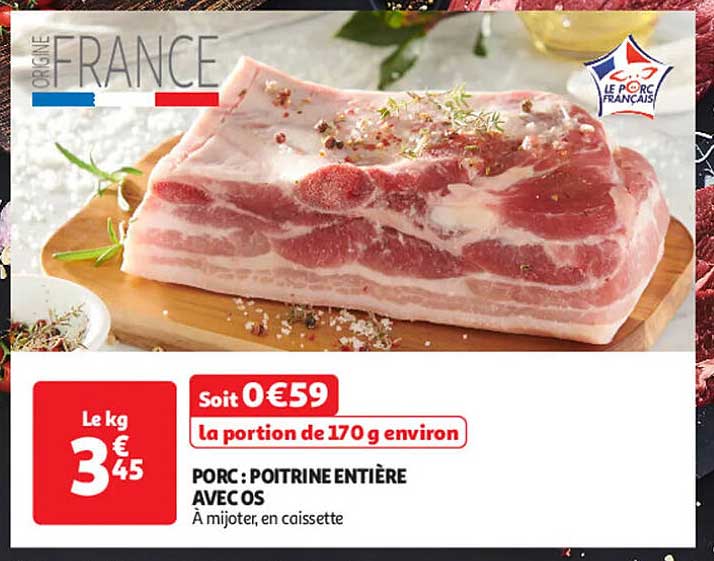 PORC : POITRINE ENTIÈRE AVEC OS