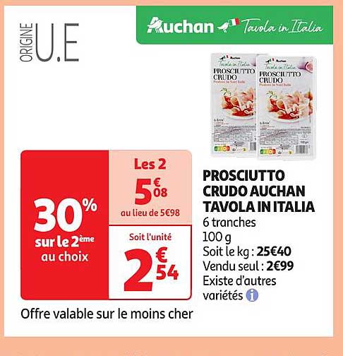 PROSCIUTTO CRUDO AUCHAN TAVOLA IN ITALIA