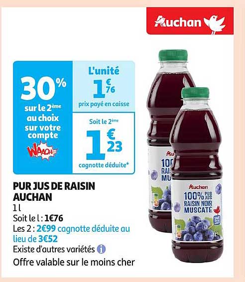 PUR JUS DE RAISIN AUCHAN