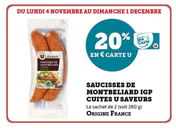 SAUCISSES DE MONTBELIARD IGP CUITES U SAVEURS