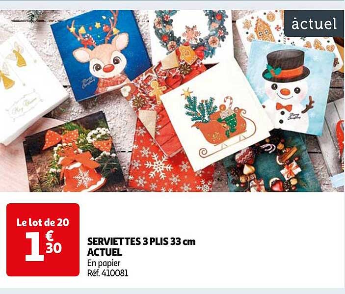 SERVIETTES 3 PLIS 33 cm