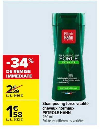 Shampooing force vitalité cheveux normaux PETROLE HAHN