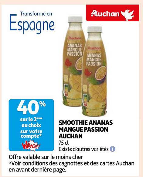 SMOOTHIE ANANAS MANGUE PASSION AUCHAN