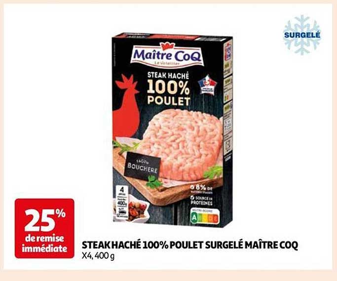 STEAK HACHÉ 100% POULET SURGELÉ MAÎTRE COQ