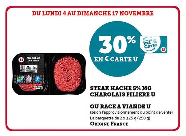 STEAK HACHE 5% MG CHAROLAIS FILIERE U