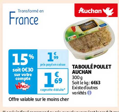 TABOULÉ POULET AUCHAN