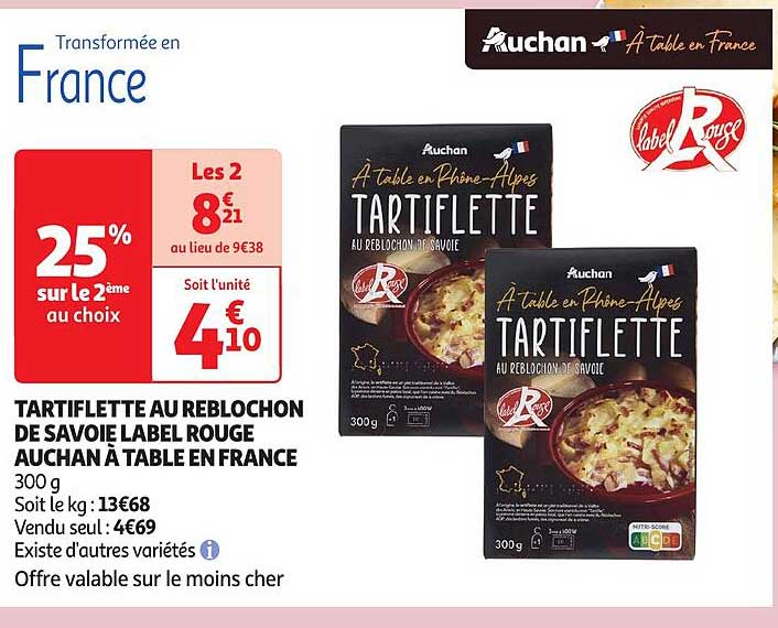 TARTIFLETTE AU REBLOCHON DE SAVOIE LABEL ROUGE