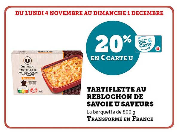 TARTIFLETTE AU REBLOCHON DE SAVOIE U SAVEURS